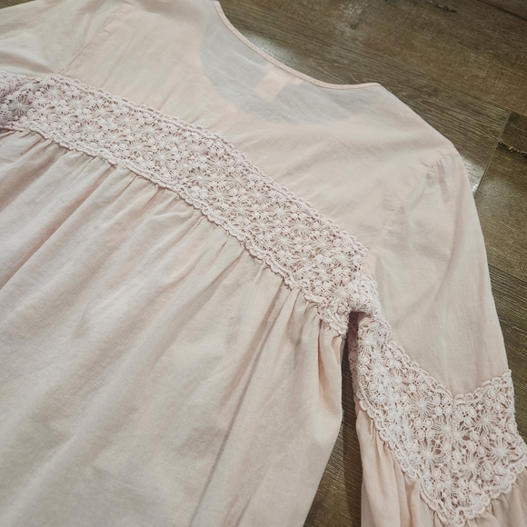 Sundance Crochet Henley Blouse Med Boho Lightweight Casual Hippie Cottage - Picture 7 of 9